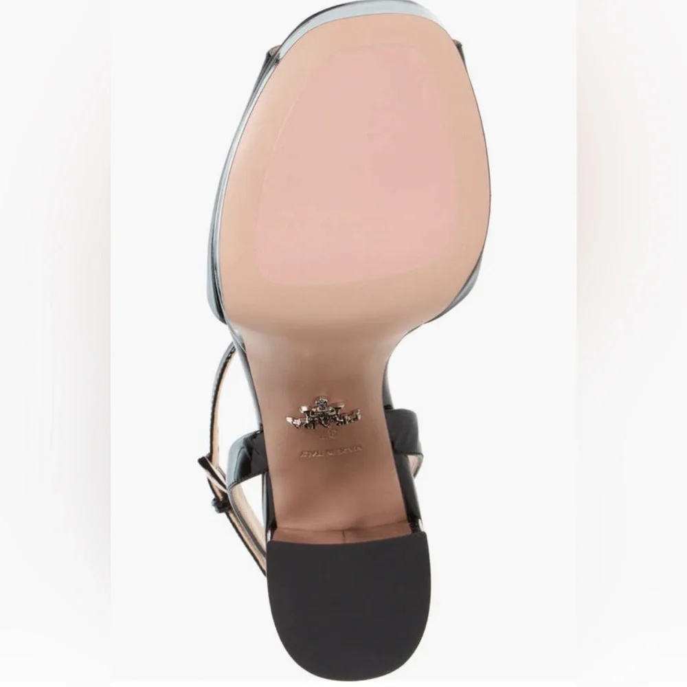NIB $1290 Prada Patent Platform Sandal in BLACK Patent, Size 9US / 39EU
